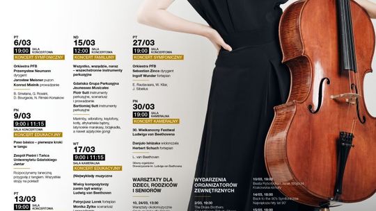 Polska Filharmonia Bałtycka im. Fryderyka Chopina w Gdańsku zaprasza na koncerty symfoniczne i wydarzenia w marcu 2026