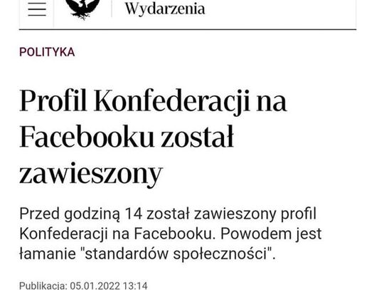 Konfederacja zablokowana na Facebooku. Atak na wolność słowa w Polsce?