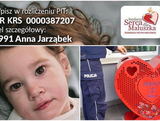 Tczewscy policjanci przekazali 150 kg nakrętek na leczenie 2-letniej Ani