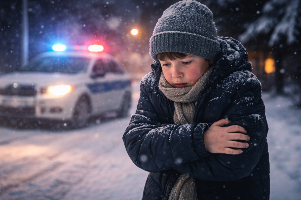 –20°C, noc i samotne dziecko na ulicy. Szybka reakcja zapobiegła tragedii