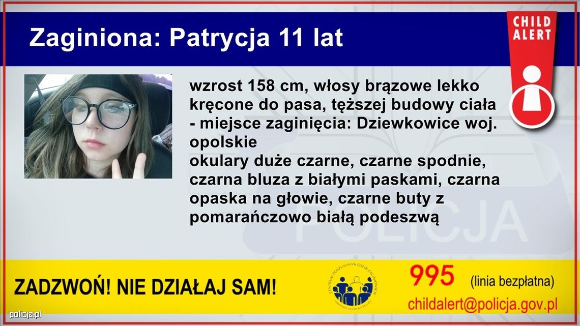 CHILD ALERT: Zaginął 11-letnia dziewczynka!