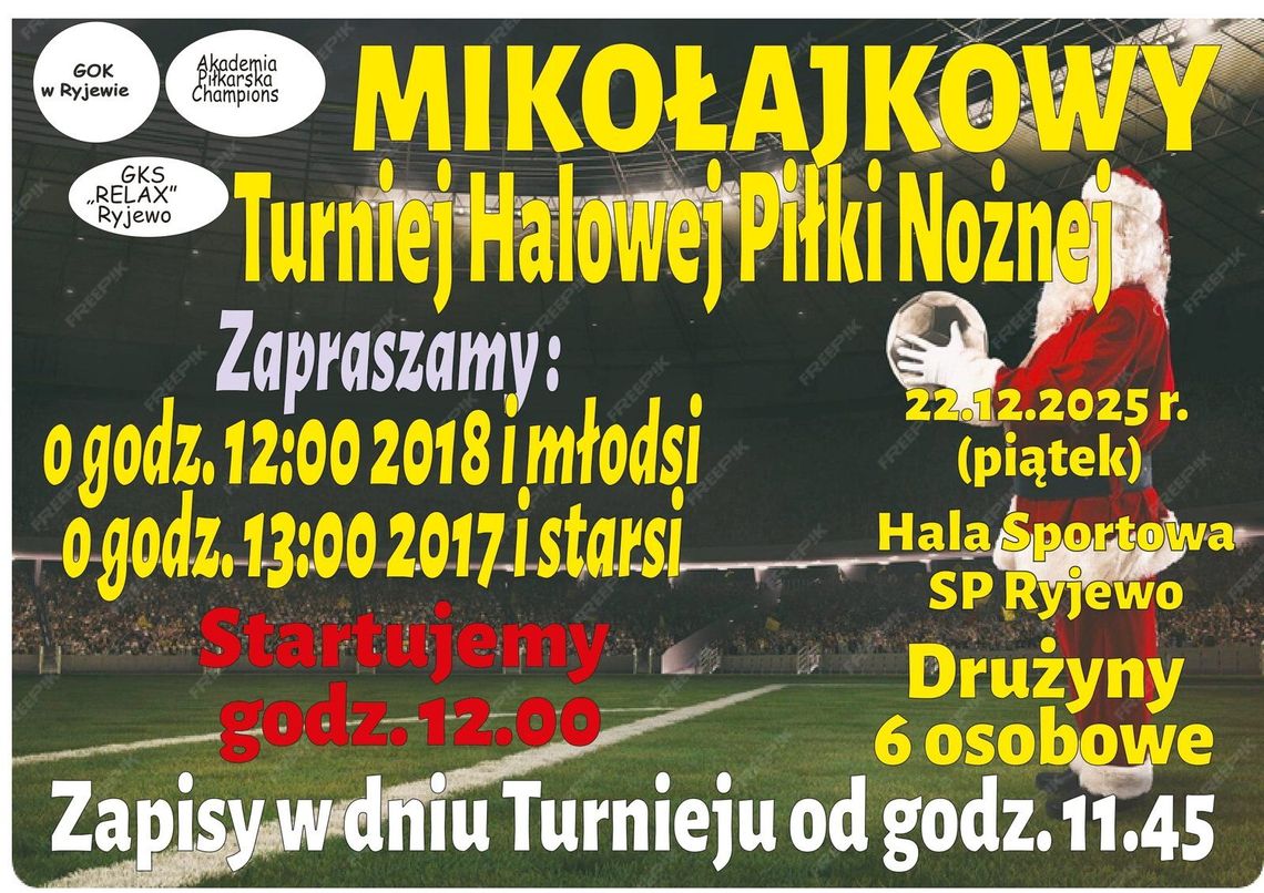 Mikołajkowy Turniej Halowej Piłki Nożnej w Ryjewie Mikołajkowy Turniej Halowej Piłki Nożnej w Ryjewie