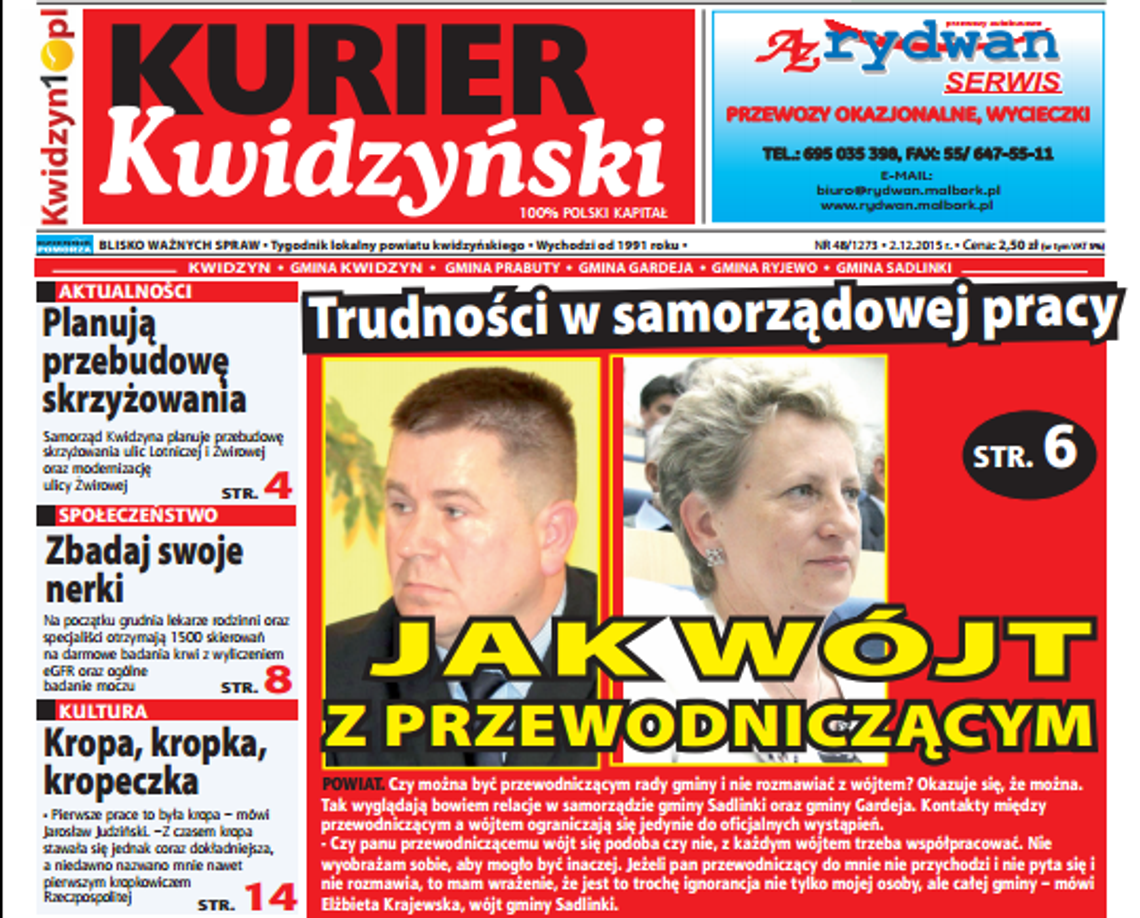 Najnowszy Kurier Kwidzyński już w kioskach! Najnowszy Kurier Kwidzyński już w kioskach!