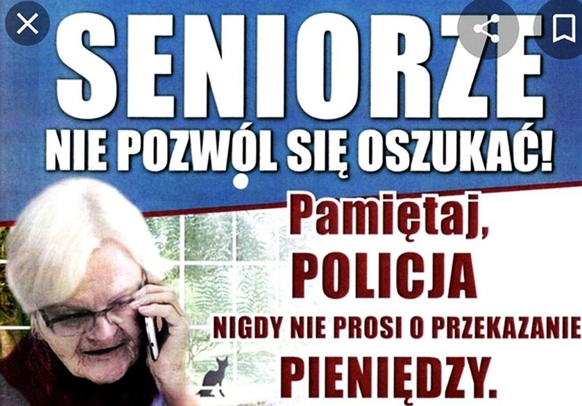 Uwaga! Komunikat dla seniorów. Fałszywi policjanci (oszuści) na Pomorzu