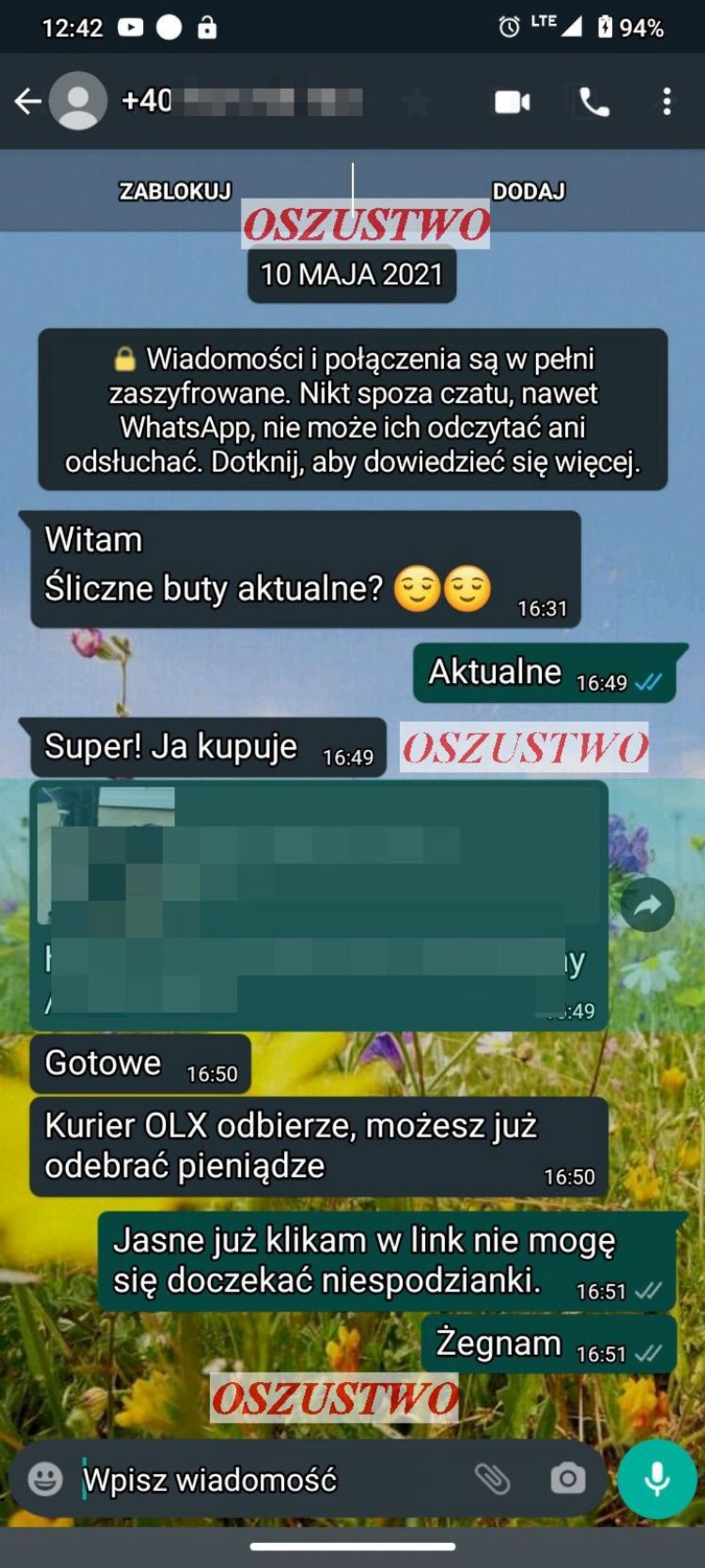 UWAGA! Nowa metoda oszustw przy pomocy portalu OLX oraz aplikacji WhatsApp