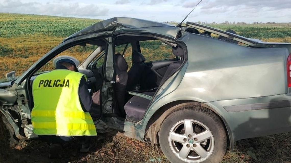 Wypadek drogowy w Tywęzach. Kobieta i dziecko hospitalizowani po uderzeniu w drzewo